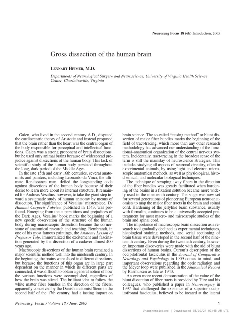 History of Brain Dissection Techniques | PDF | Brain | Anatomy
