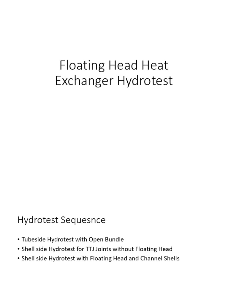 Hydrotest Floating Head Heat Exchanger PDF
