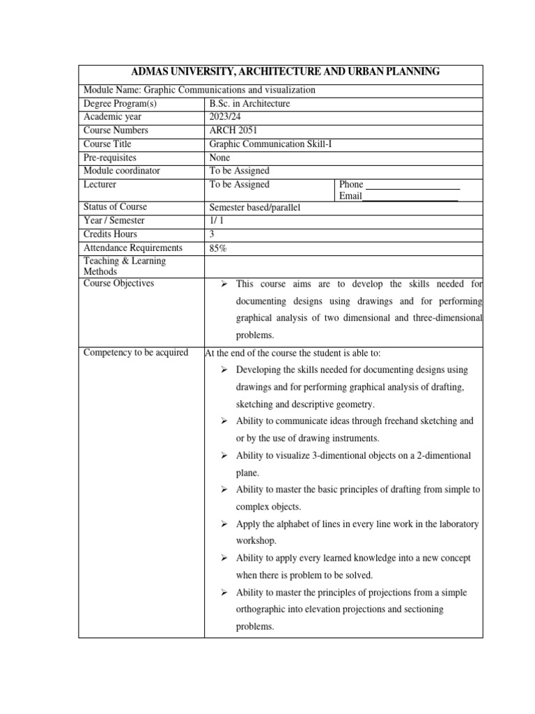 Gcs I Courseoutline | PDF | Technical Drawing | Geometry