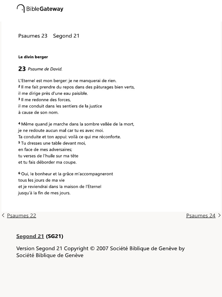 Psaume 23 | PDF