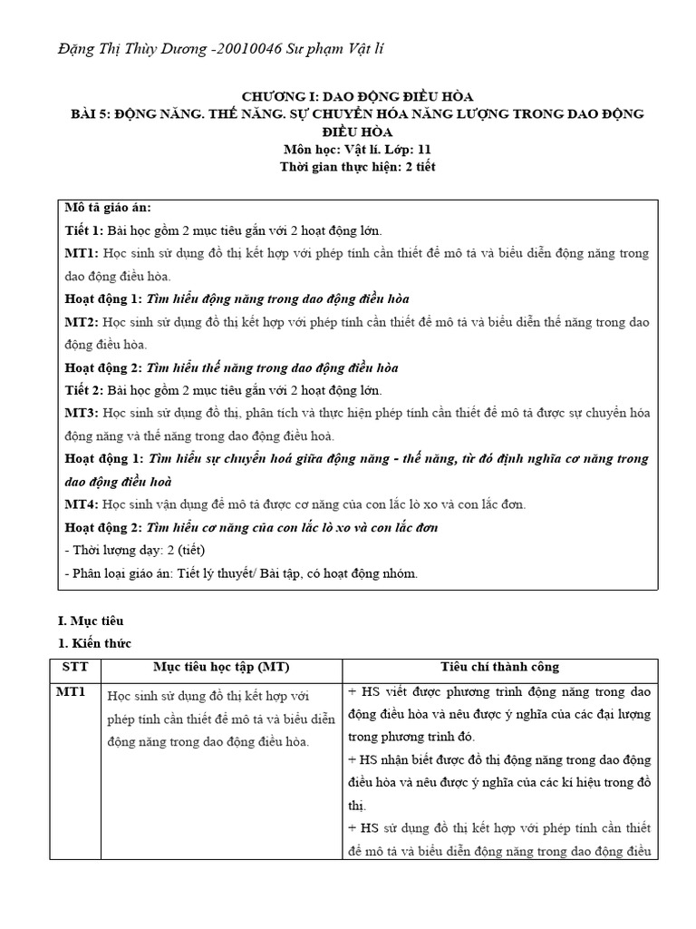 Vl11 bai 5 dong nang the nang su chuyen hoa nang luong trong dao dong