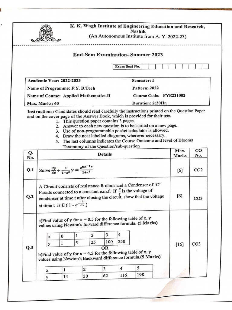 DEIC Previous Year End Sem Question Paper | PDF