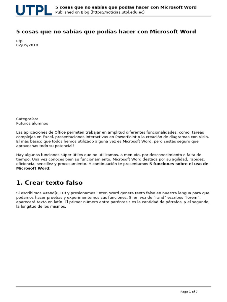 5 trucos útiles de Microsoft Word | PDF | Microsoft Office | Microsoft Word