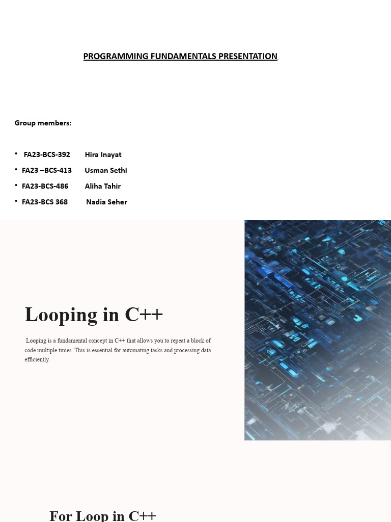 Looping in C++ Final. | Download Free PDF | Control Flow | Computer ...
