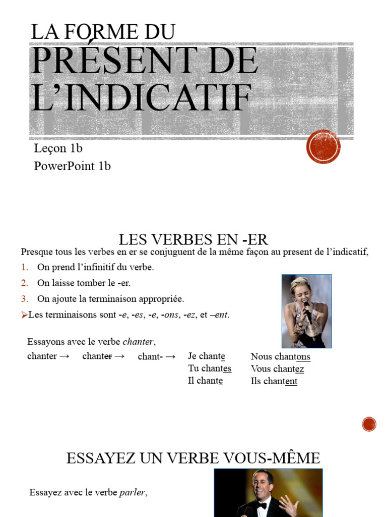 Conjugaison des verbes au présent | PDF | Verbe | Morphologie linguistique