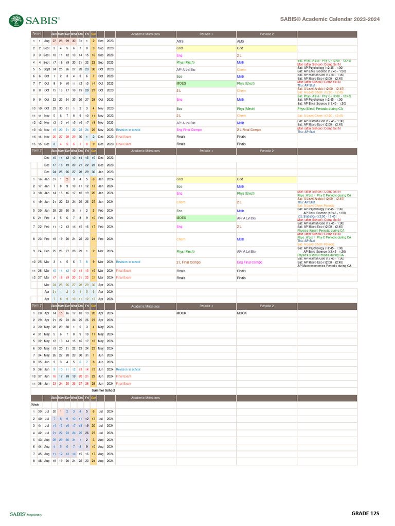 2324 Grade 12S UAE School Calendar 2 PDF