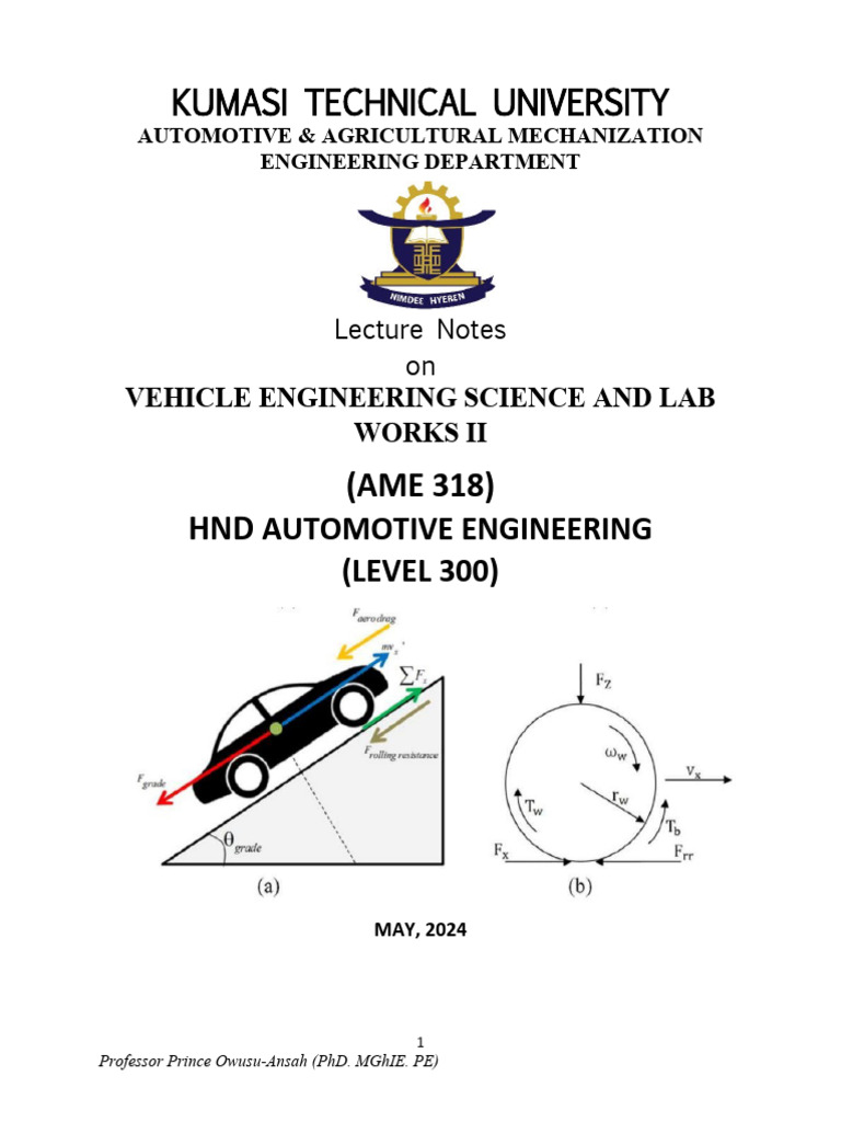 Vehicle Engineering Science Notes | PDF | Force | Momentum