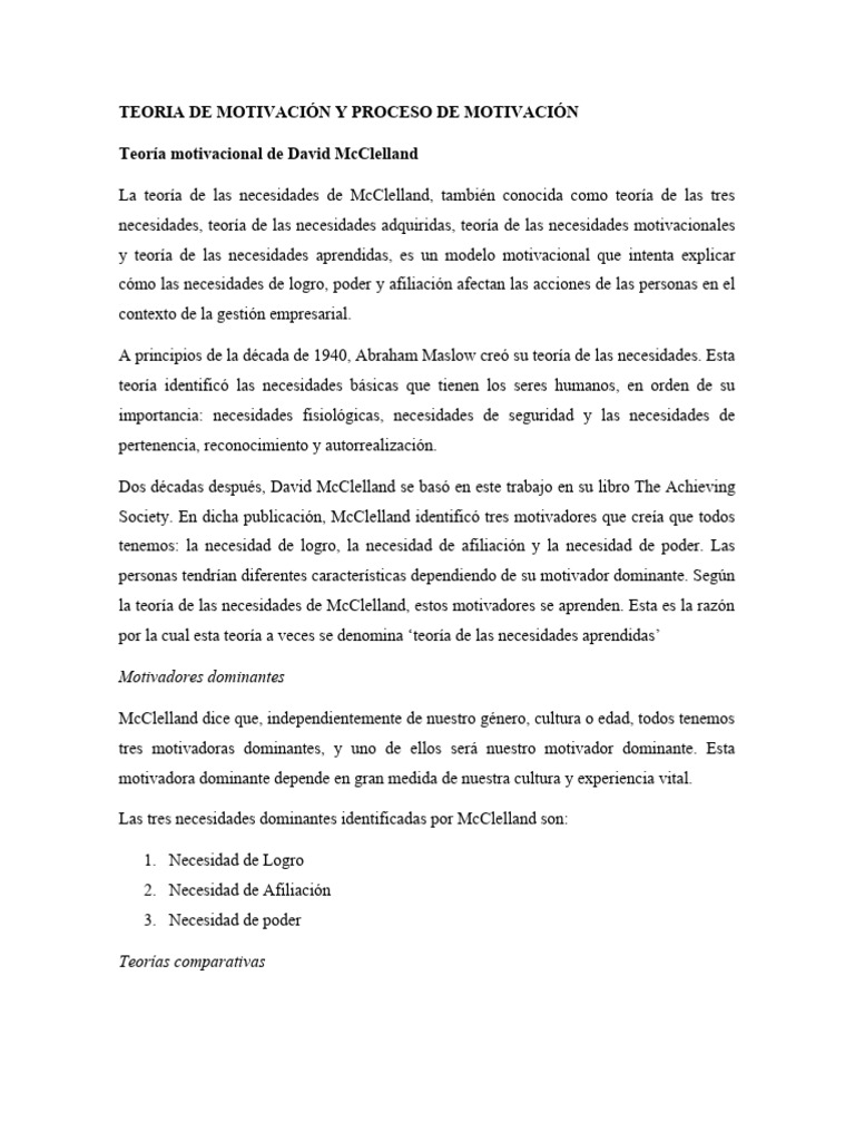 Teoria de Motivación y Proceso de Motivación | PDF | Motivación ...