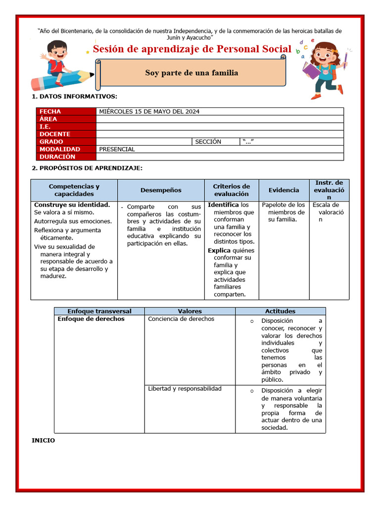1° Sesión de Aprendizaje - Miércoles 15 de Mayo Del 2024 | PDF ...