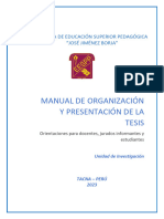 Manual de Organización y Presentación de La Tesis 2023