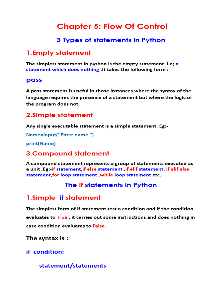 2024 Xi Ip Notes CH5 Flow of Control | PDF | Control Flow | Python ...