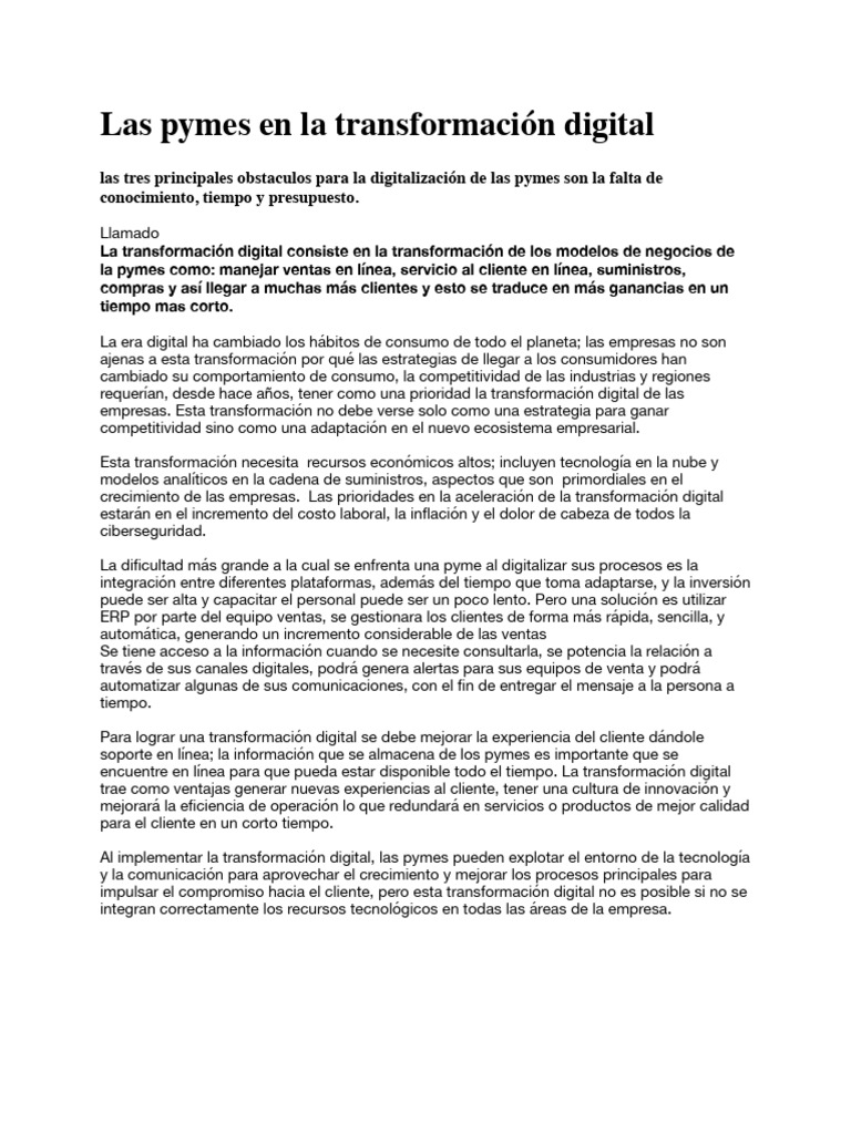 Obstáculos de PYMES en Digitalización | PDF | Comercio electrónico ...