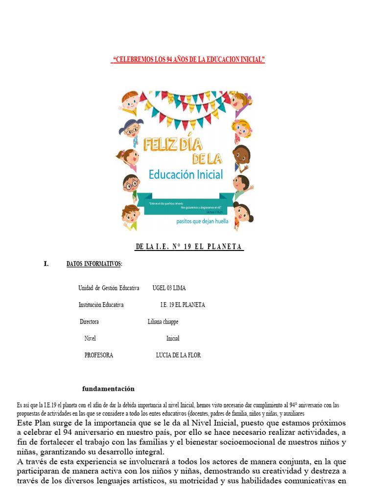 Mayo - Educacion Inicial Modificado | PDF | Educación de la primera ...