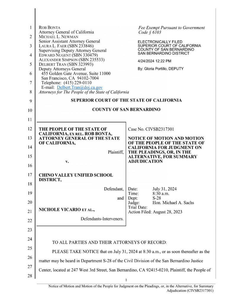 California Motion for Judgment Summary | PDF | Pleading | Civil Procedure