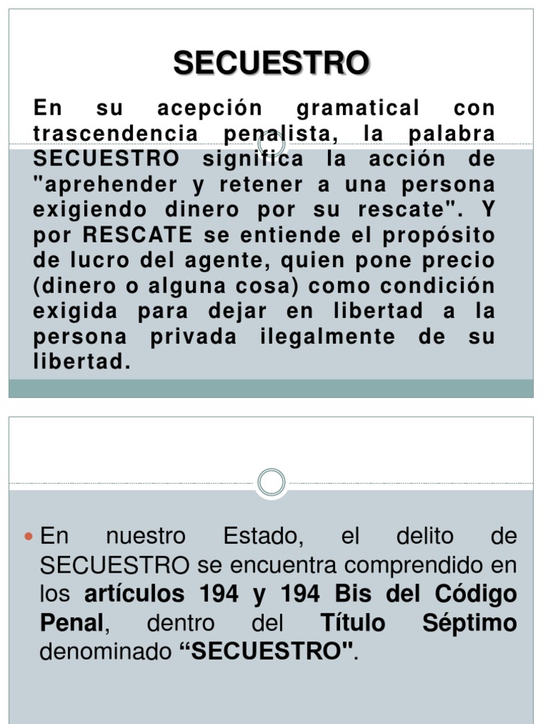 Elementos Del Tipo Penal Secuestro | PDF | Secuestro | Derecho penal