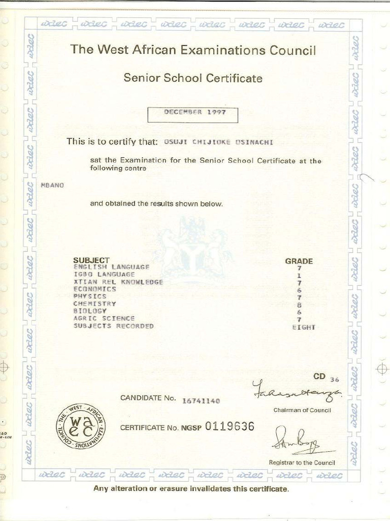 WEST AFRICAN EXAMINATIONS COUNCIL visual data 2