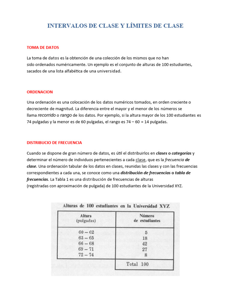 Intervalos De Clase Y Límites De Clase Pdf Histograma Intervalo