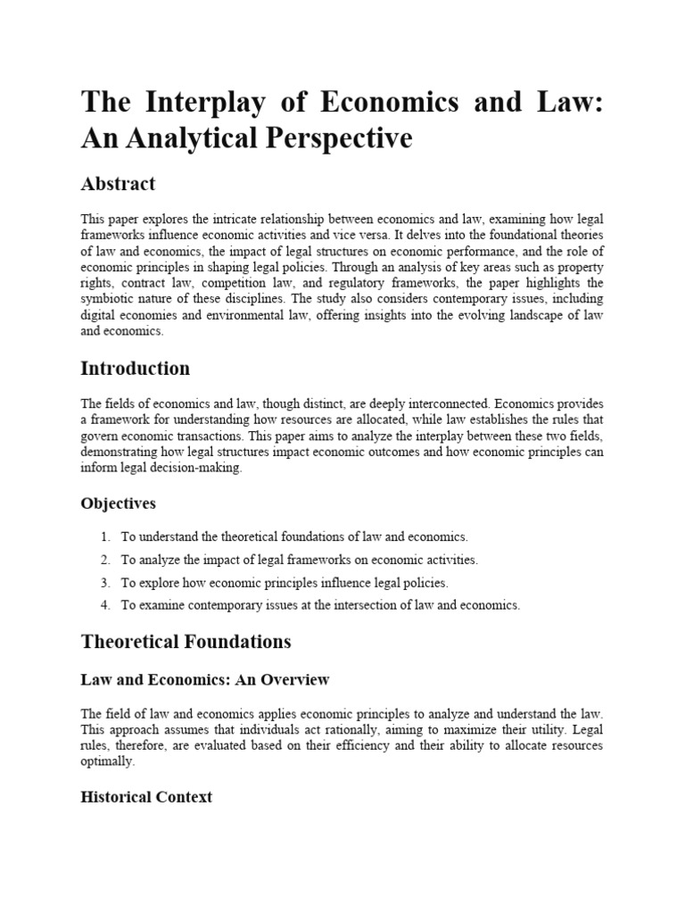 Economics and Law: A Symbiotic Analysis | PDF | Law And Economics ...