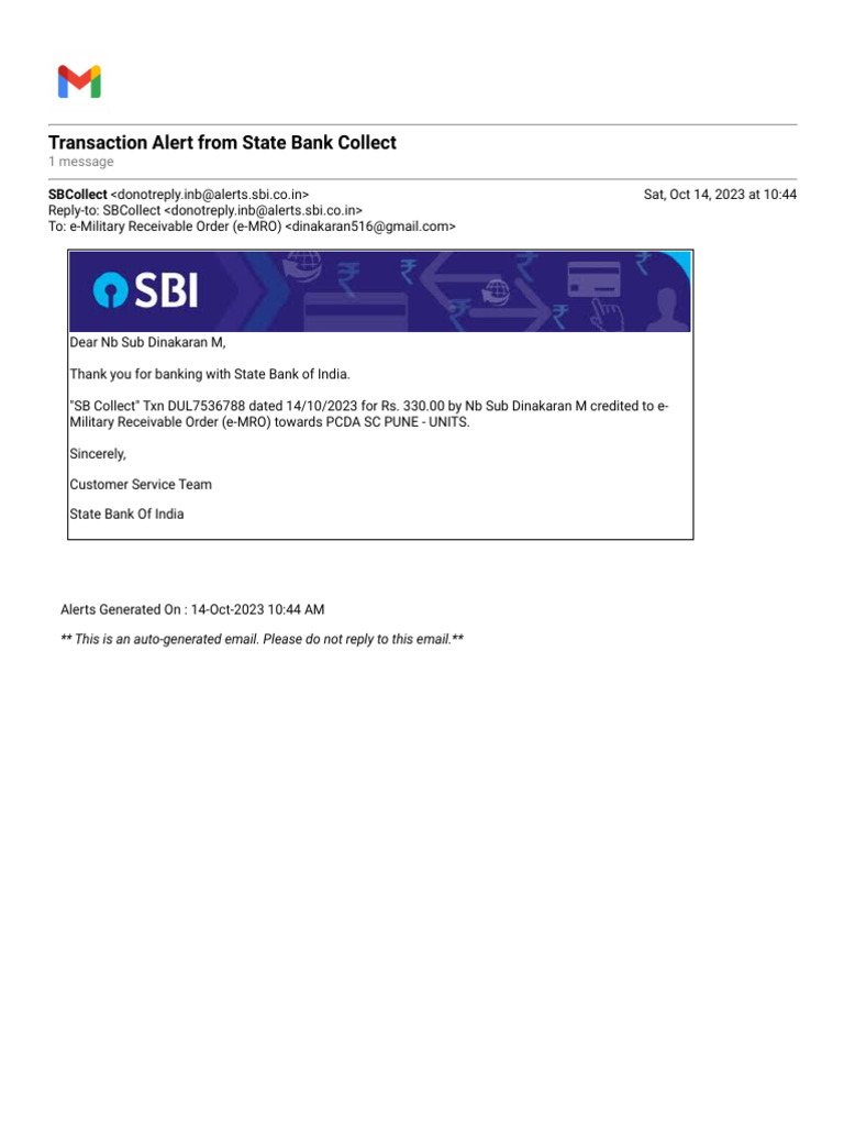 State Bank Transaction Alert | PDF | Career & Growth | Finance & Money ...