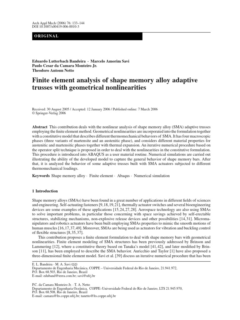 Sma abaqus arch applied mech 06 download free pdf shape memory