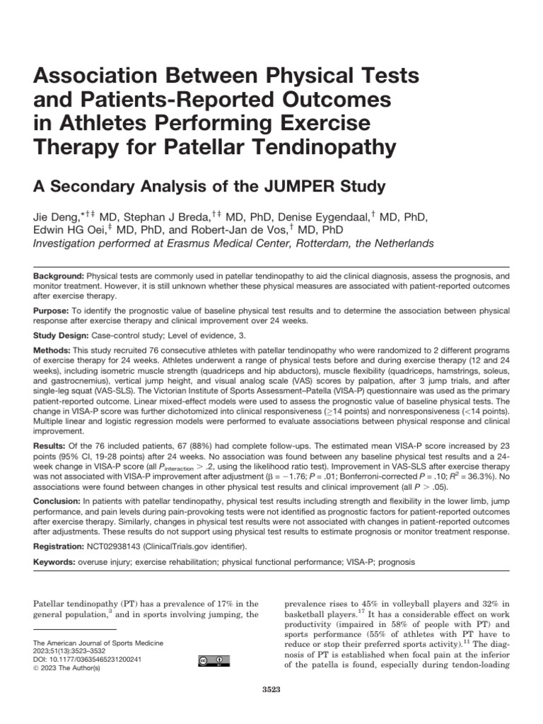 Physical Tests and Patellar Tendinopathy | PDF | Physical Therapy ...
