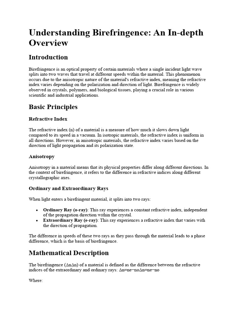 Birefringence | PDF | Refractive Index | Polarization (Waves)