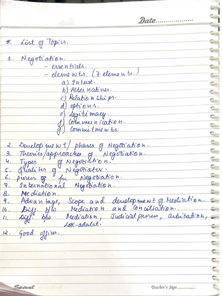 Negotiation, Mediation and Good Offices Notes ADR PDF