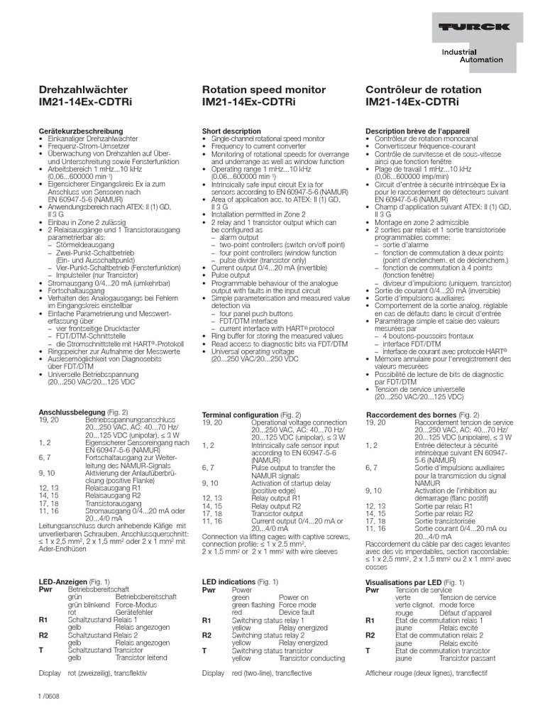 Manual Turck IM21-14-CDTRI | PDF