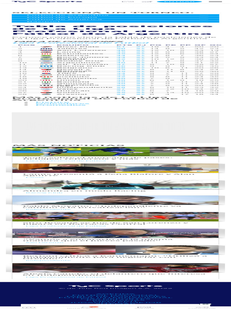 Tabla De Posiciones De Liga Profesional De Fútbol De Argentina Tyc