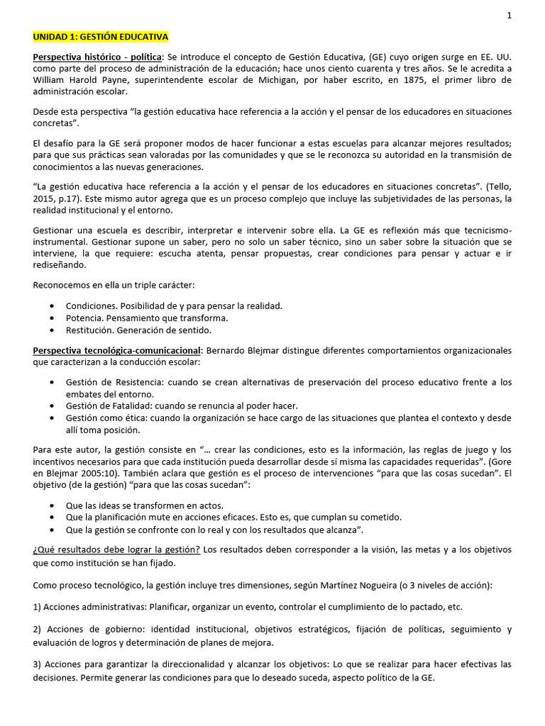 Gestión Educativa: Historia y Perspectivas | PDF | Plan de estudios ...