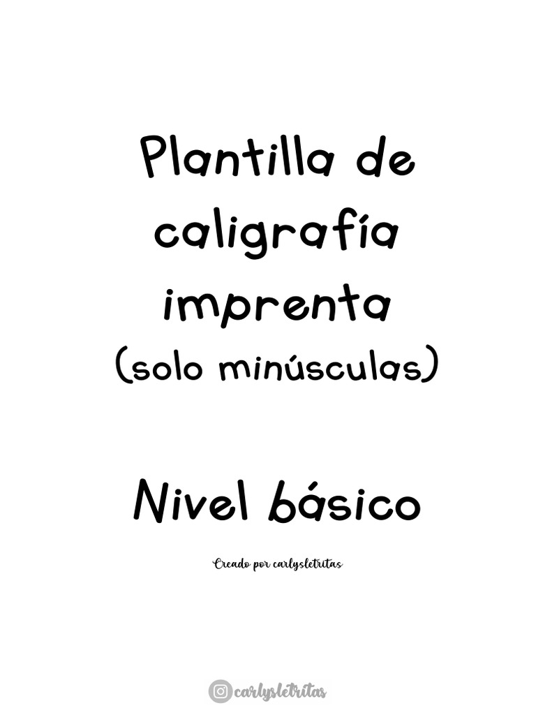 Plantilla de Caligrafía Imprenta Minúscula | PDF