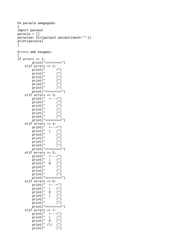 Hangman Game Error Handling Code | PDF