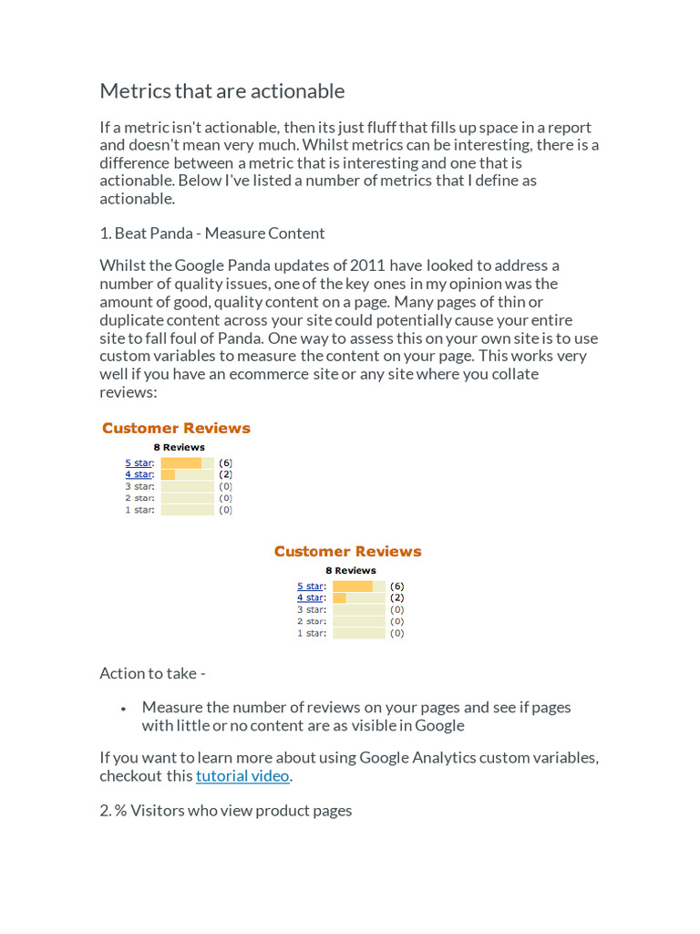 Actionable SEO Metrics Guide | PDF | Search Engine Optimization | Websites