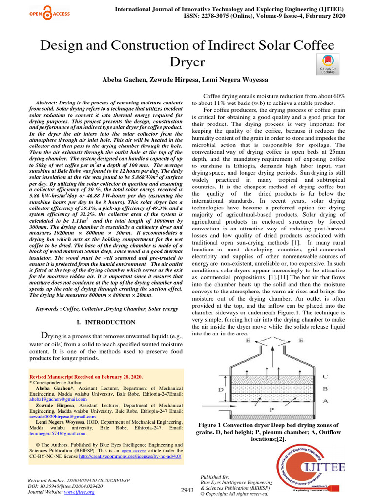 Design and Construction of Indirect Solar Coffee Dryer | PDF | Humidity ...