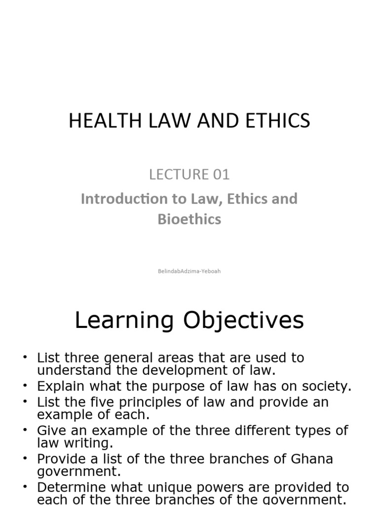 Health Law and Ethics Lecture 01 | PDF | Marbury V. Madison | Public Law