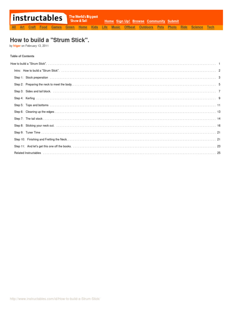 Build Your Own Strum Stick Guide | PDF | Guitars