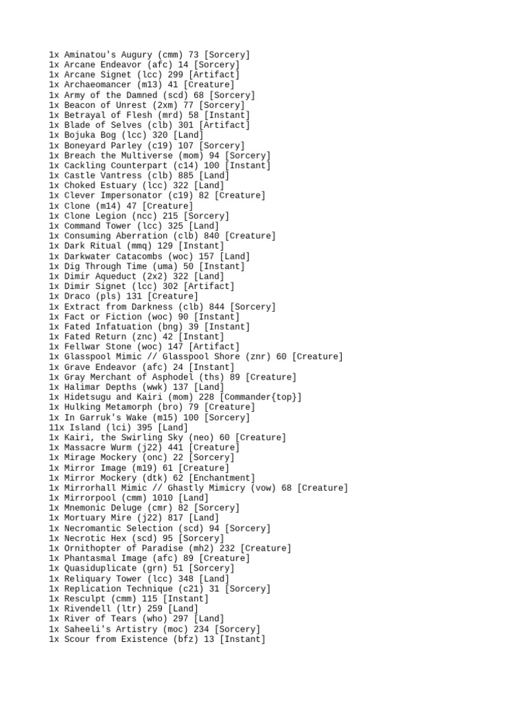 Magic: The Gathering Card List | PDF