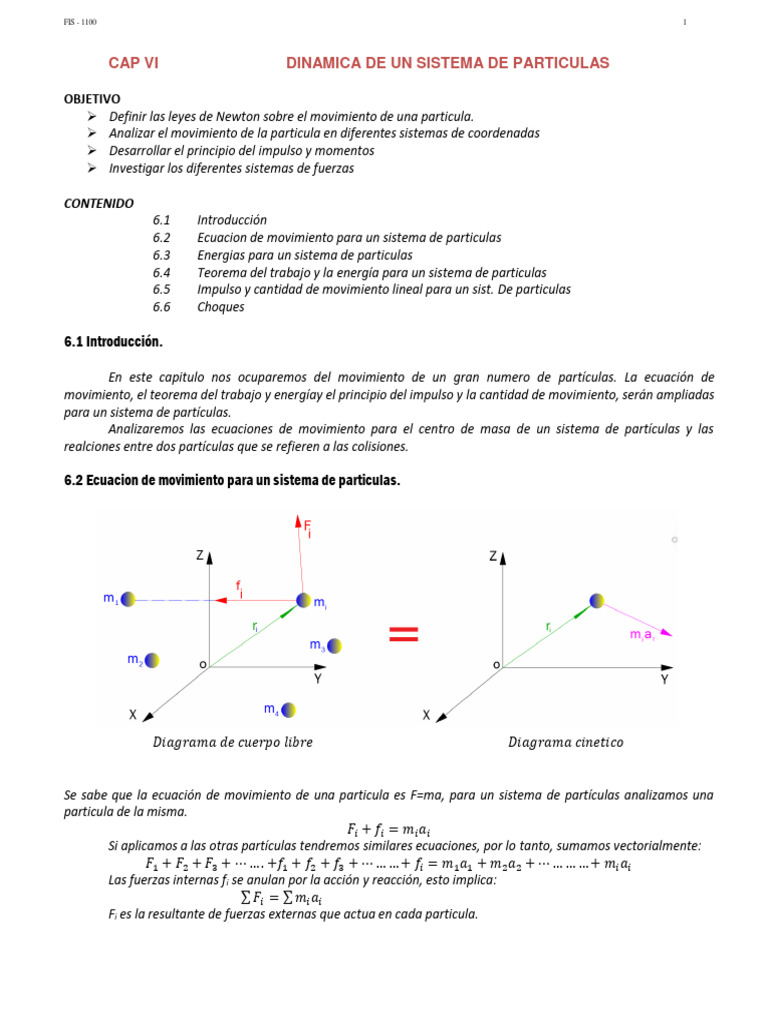 Cap Vi Dinamica de Un Sistema de Particulas | PDF | Impulso | Las leyes ...