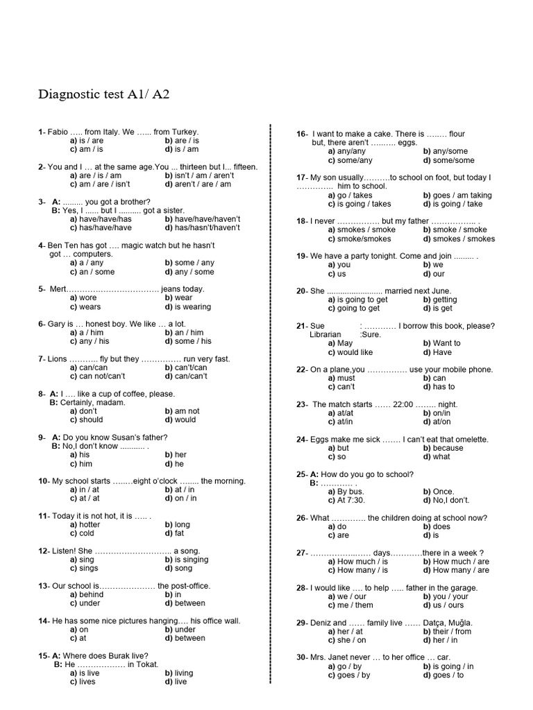Diagnostic Test Pdf