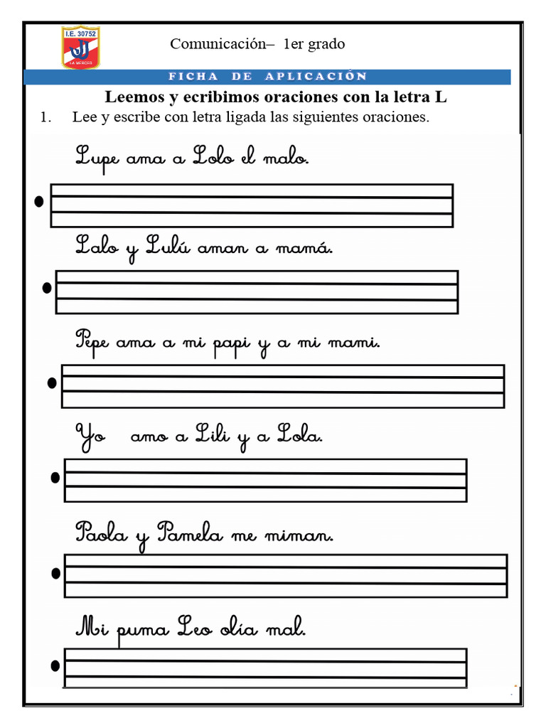 Escribimos Oraciones Con L | PDF | Artes del Lenguaje y Comunicación