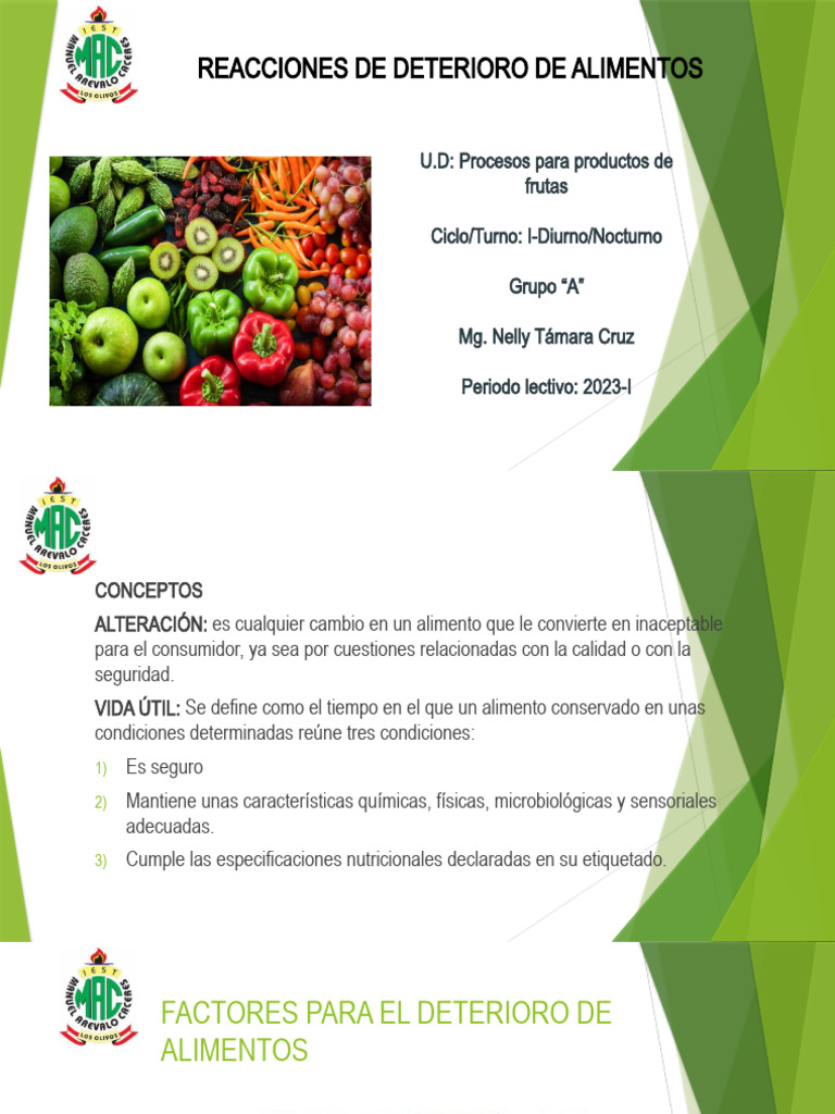 Deterioro y Alteración de Alimentos | PDF | Alimentos | Química