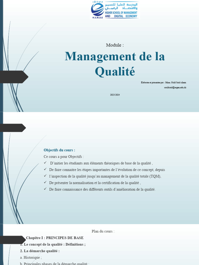 Introduction au Management de la Qualité | PDF | Management de la ...