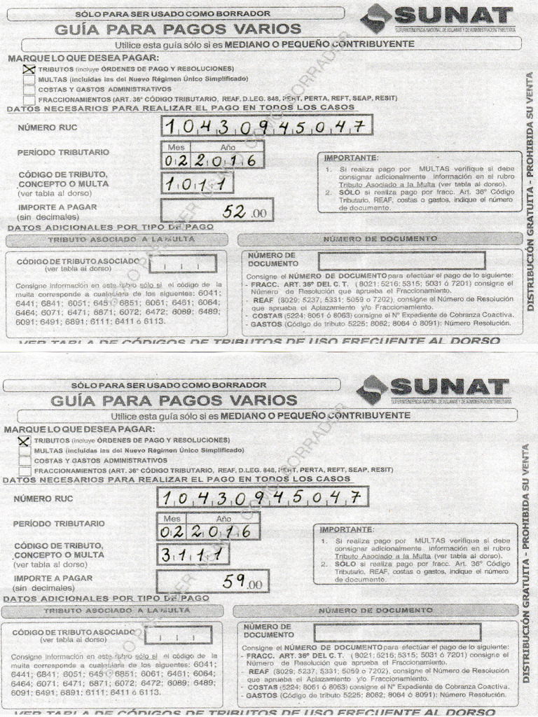 Formularios De Pago Pdf