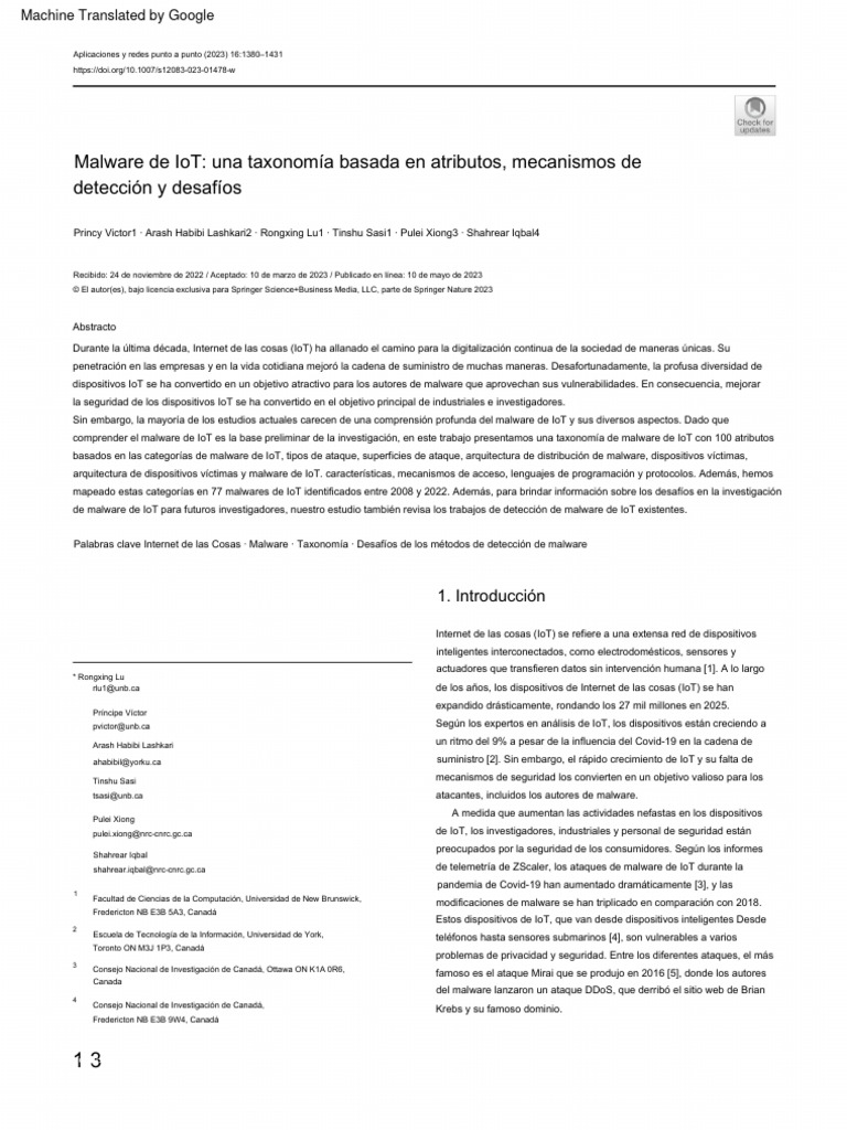 ESP IoT Malware An Attribute Based Taxonomy, Detection Mechanisms | PDF ...