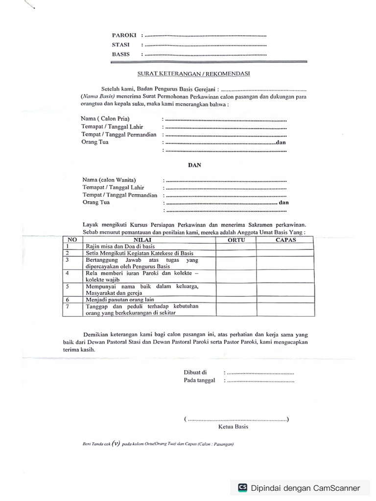 Surat Keterangan Rekomendasi | PDF