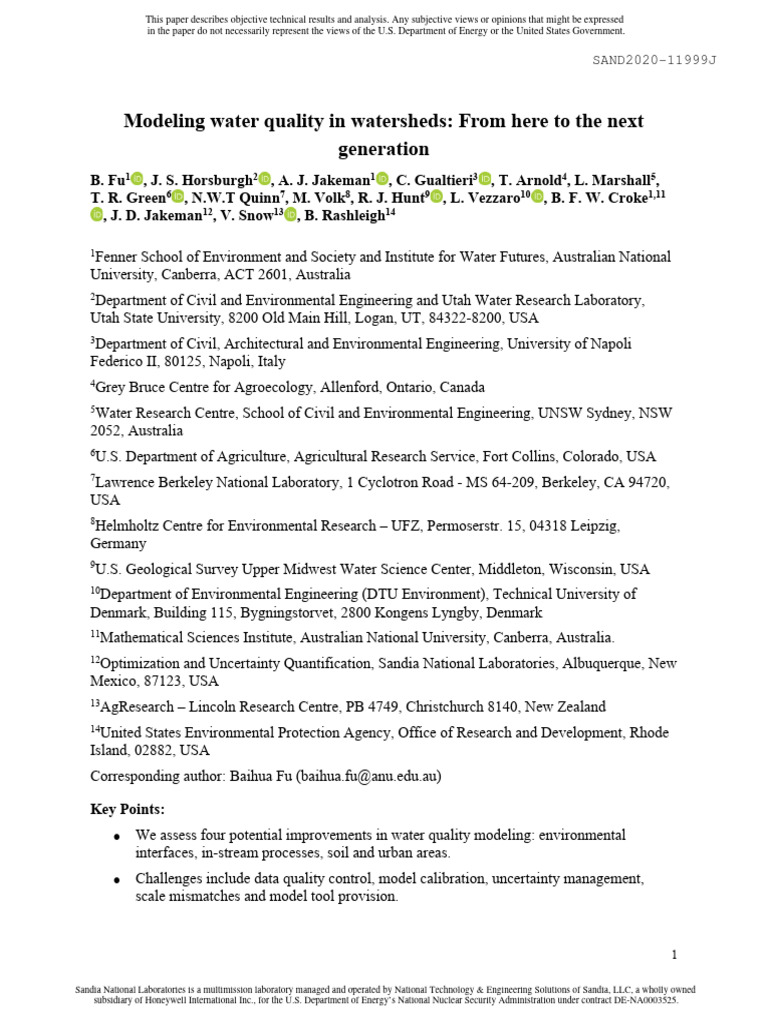 Future Directions in Water Quality Modeling | PDF | Soil | Water Pollution
