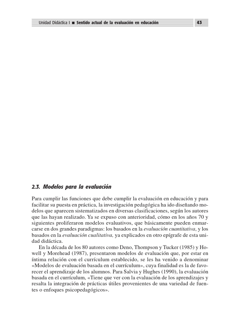 Modelos de Evaluación Educativa | PDF | Evaluación | Plan de estudios