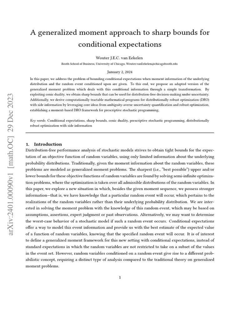 Sharp Bounds for Conditional Expectations | PDF | Expected Value ...