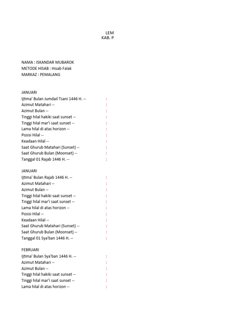 Data Kalender 2025 2026 Pemalang Pdf