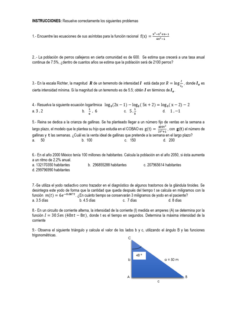 Ejercios para Resolver | PDF